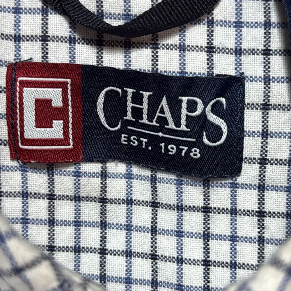 Chaps Shirts Men's White and Blue Plaid Long Sleeve Button Down Size L - Picture 10 of 14